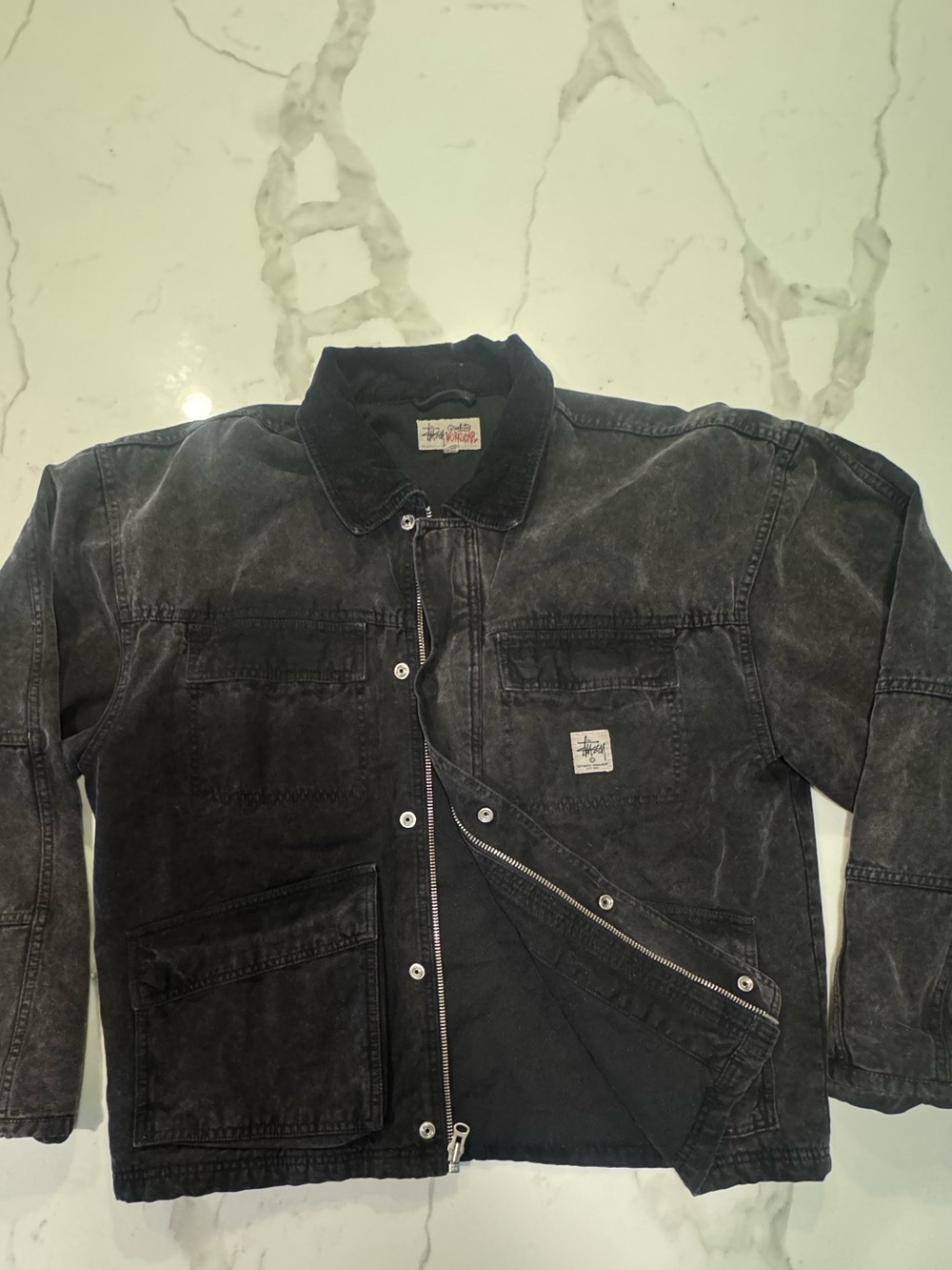 Stussy Black Washed Military-Style Field Jacket